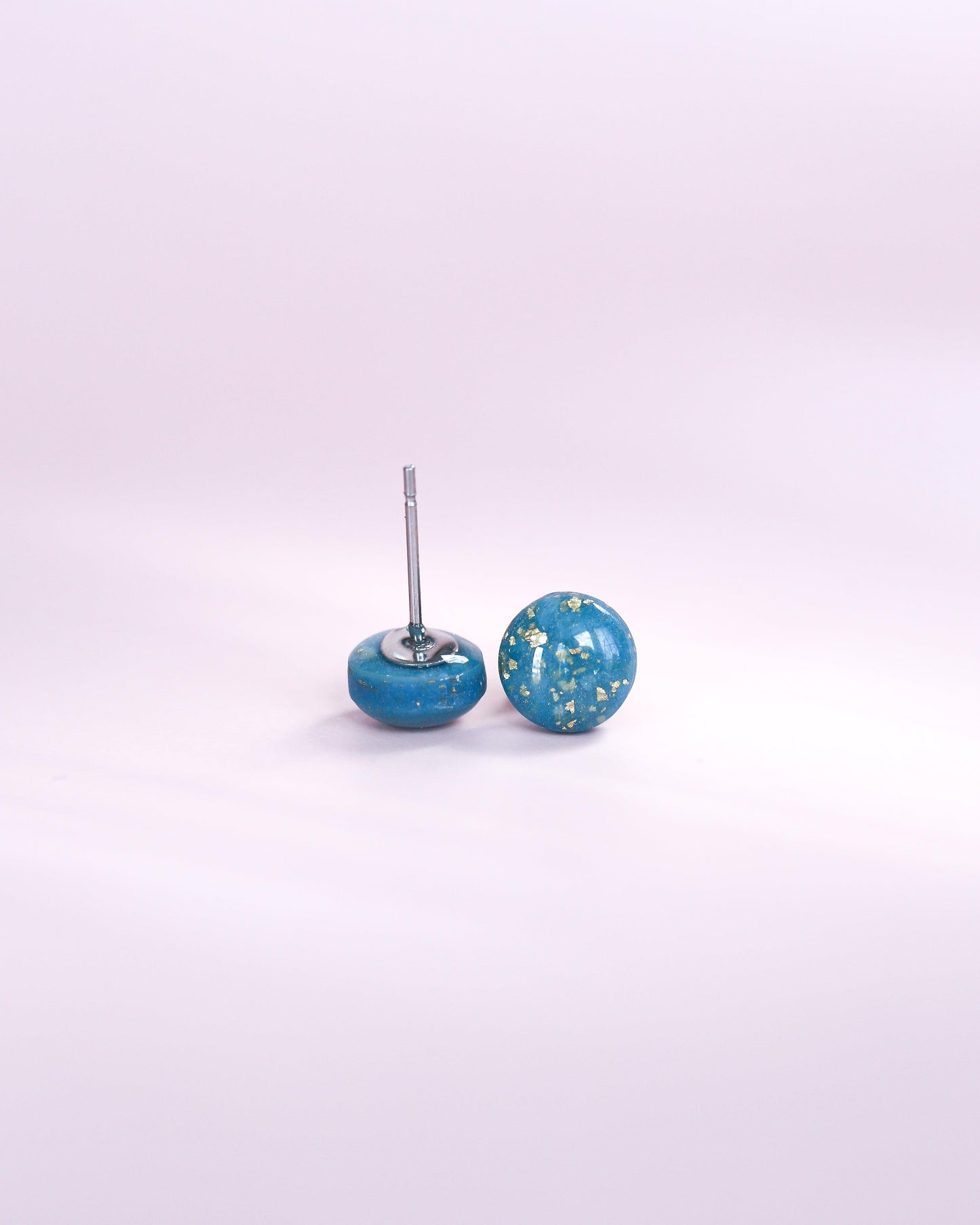 Ocean blue studs earrings with surgical steel posts - Ollijewelry