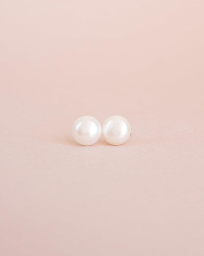 Real pearl stud earrings with silver posts, Christmas gift for her - Ollijewelry