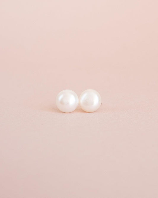 Real pearl stud earrings with silver posts, Christmas gift for her - Ollijewelry