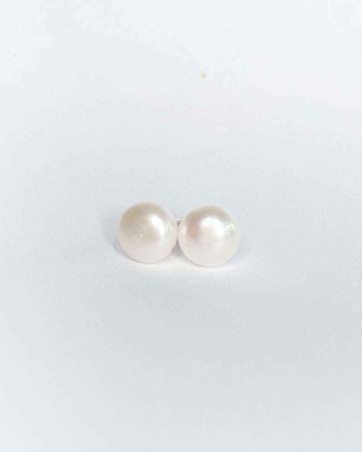 Real pearl stud earrings with silver posts, Christmas gift for her - Ollijewelry