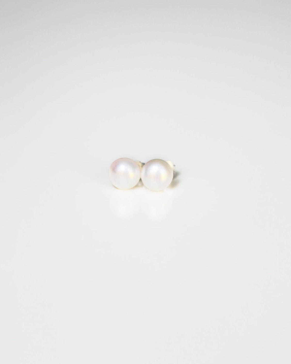 Real pearl stud earrings with silver posts, Christmas gift for her - Ollijewelry