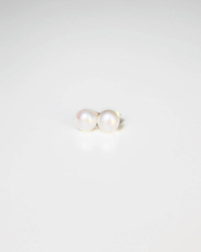Real pearl stud earrings with silver posts, Christmas gift for her - Ollijewelry