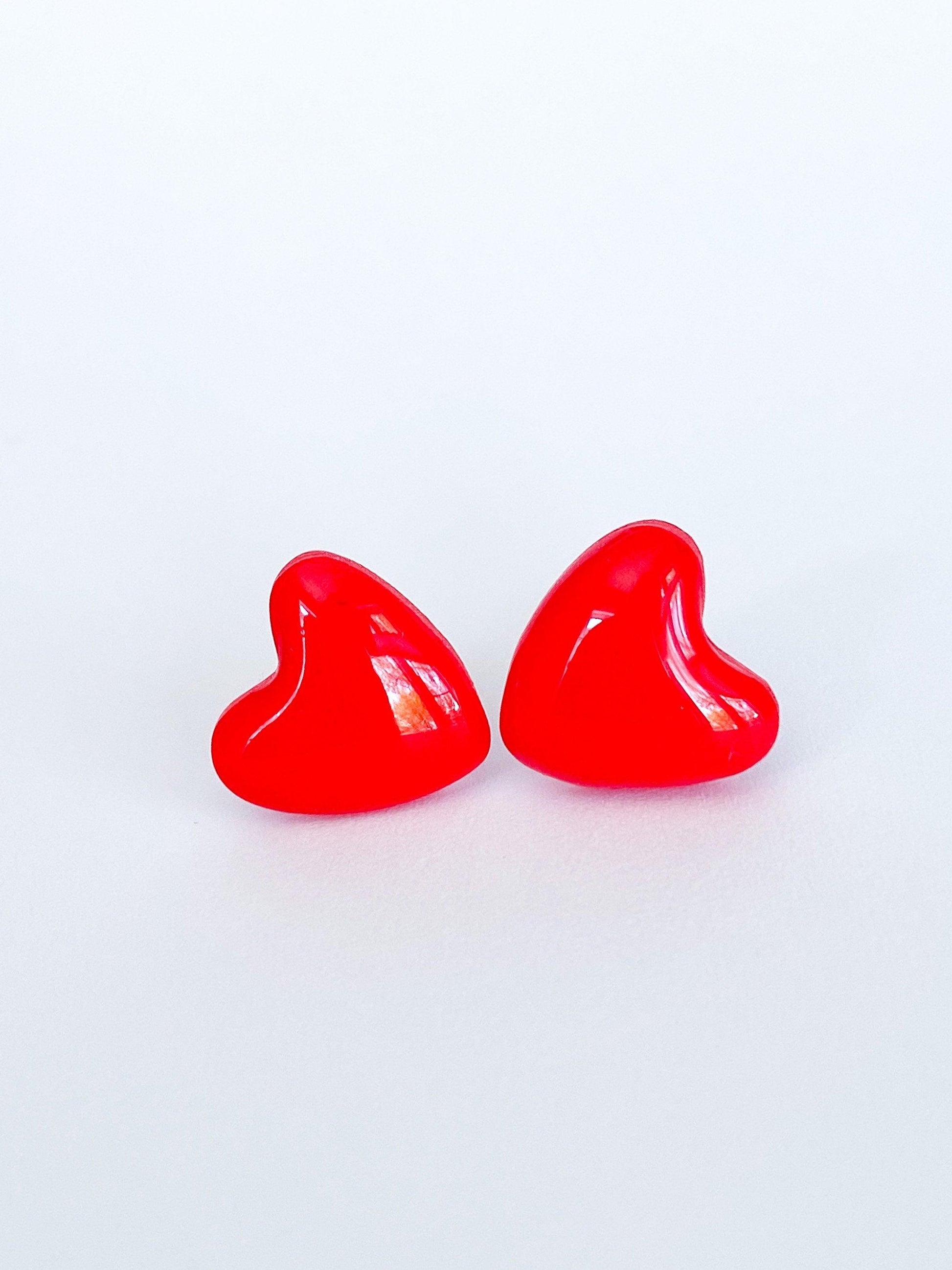 Red heart studs earrings - Ollijewelry