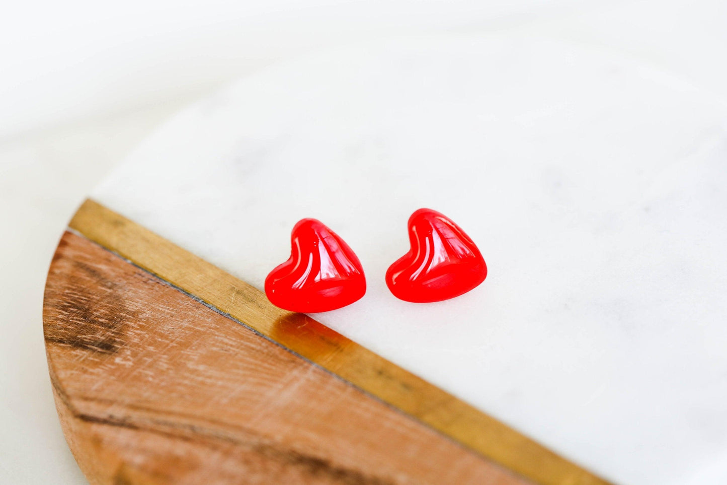 Red heart studs earrings - Ollijewelry