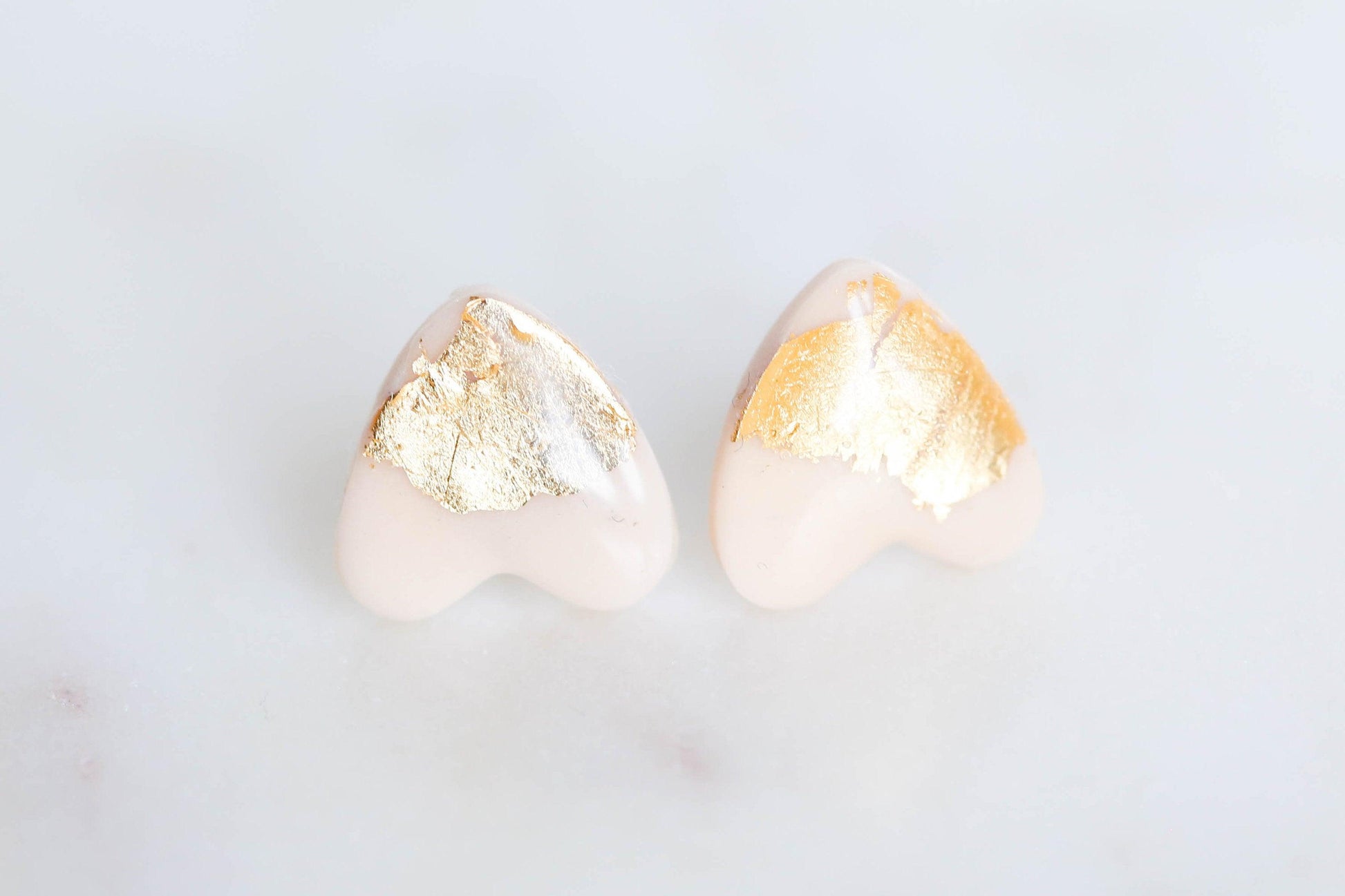 Rose and gold heart studs earrings - Ollijewelry