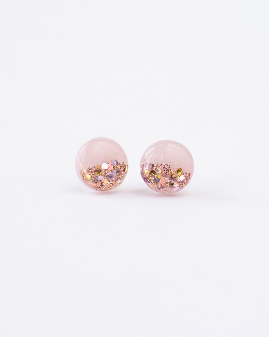 Rose pink glitter stud earrings - Ollijewelry