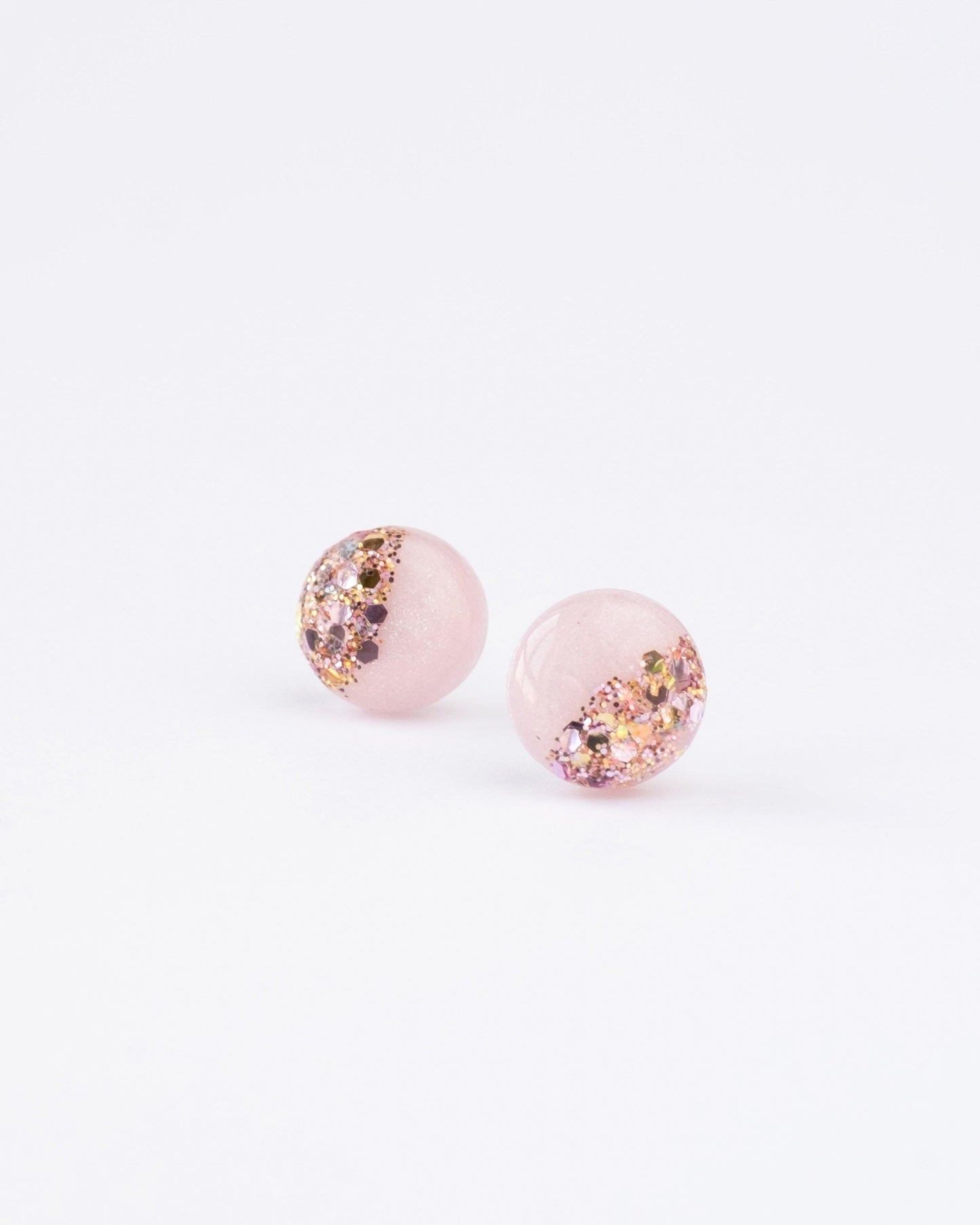 Rose pink glitter stud earrings - Ollijewelry