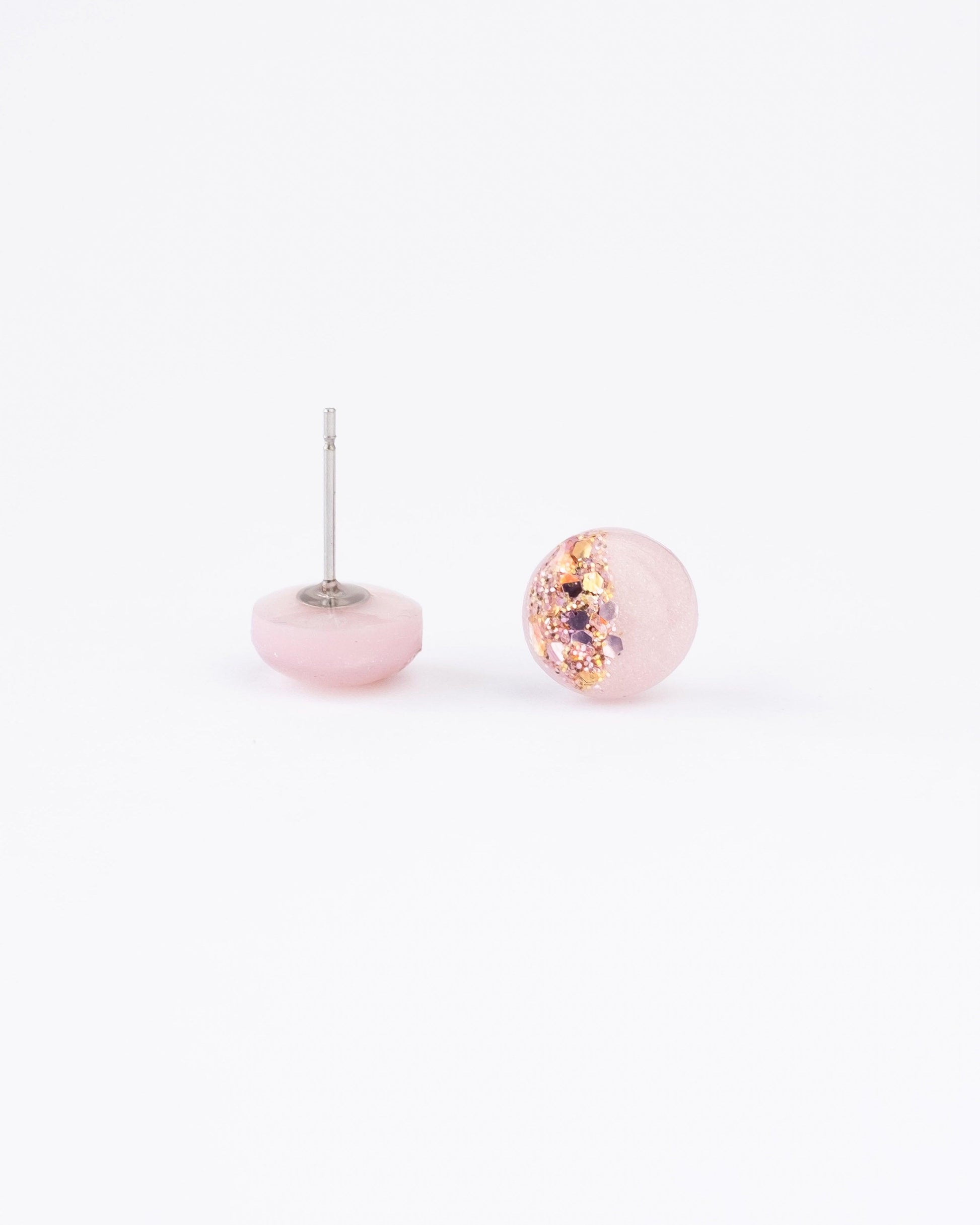 Rose pink glitter stud earrings - Ollijewelry