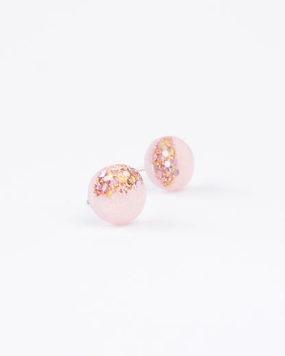 Rose pink glitter stud earrings - Ollijewelry