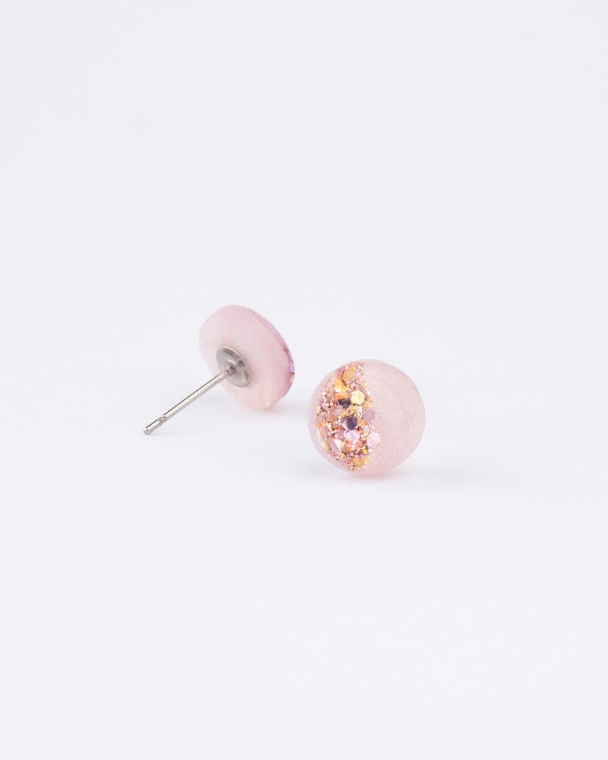 Rose pink glitter stud earrings - Ollijewelry