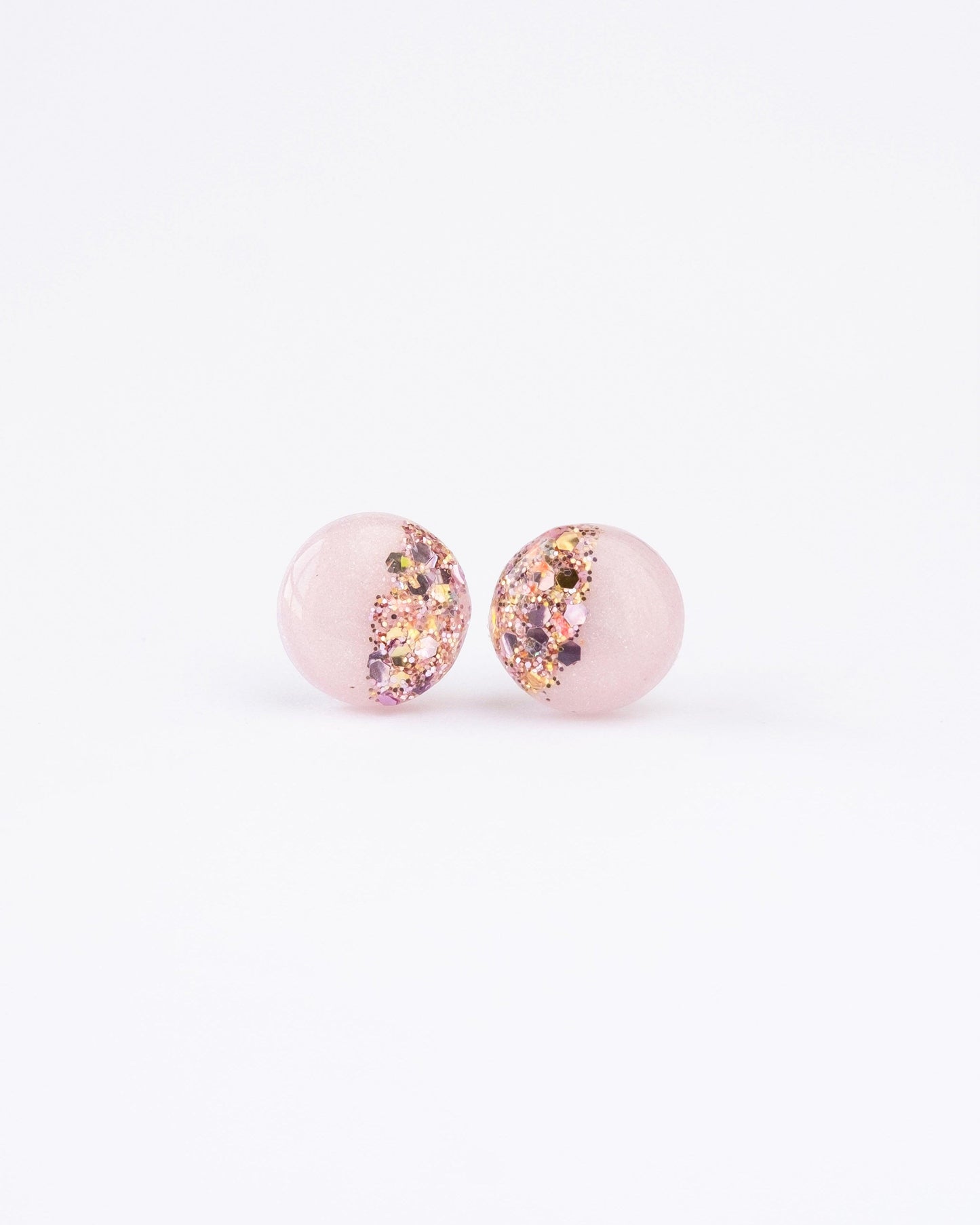 Rose pink glitter stud earrings - Ollijewelry