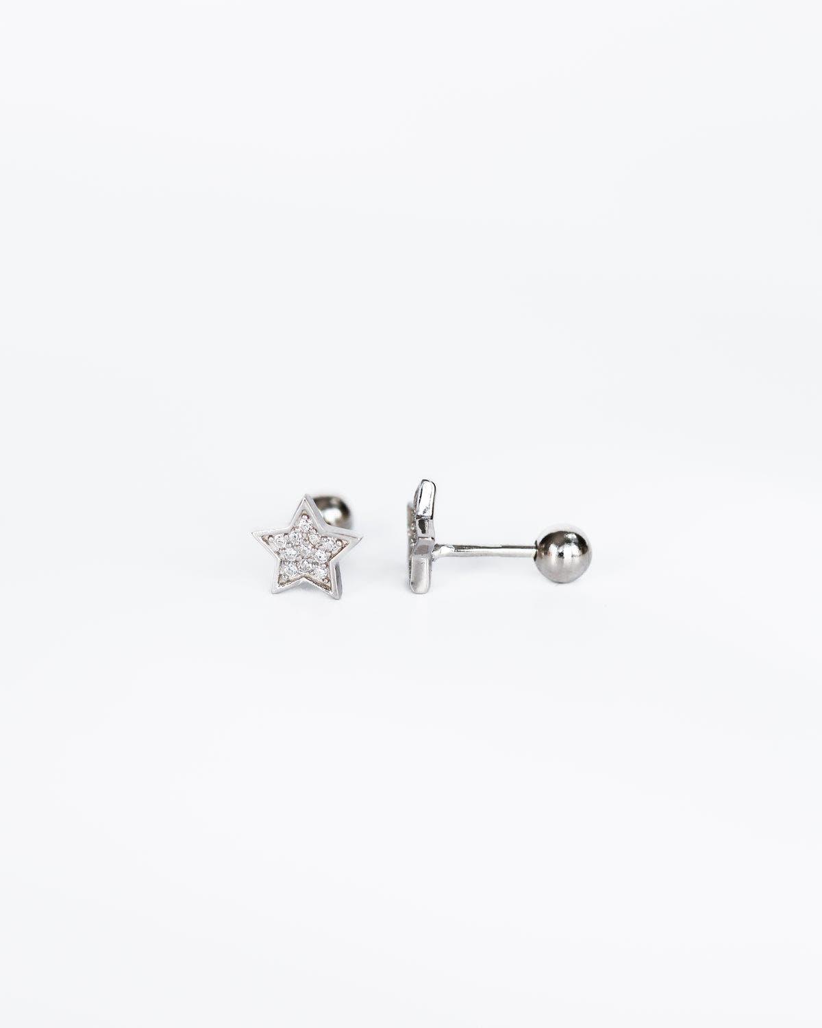 Screw back earrings studs Tiny star stud earrings sterling silver - Ollijewelry