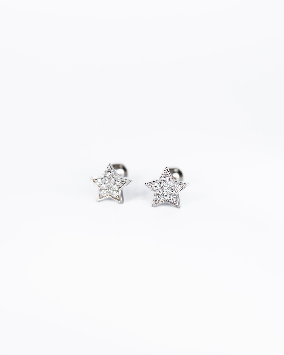 Screw back earrings studs Tiny star stud earrings sterling silver - Ollijewelry