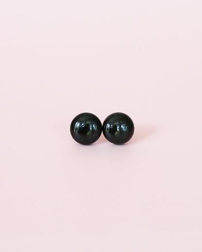 Simple black round studs for sensitive ears - Ollijewelry