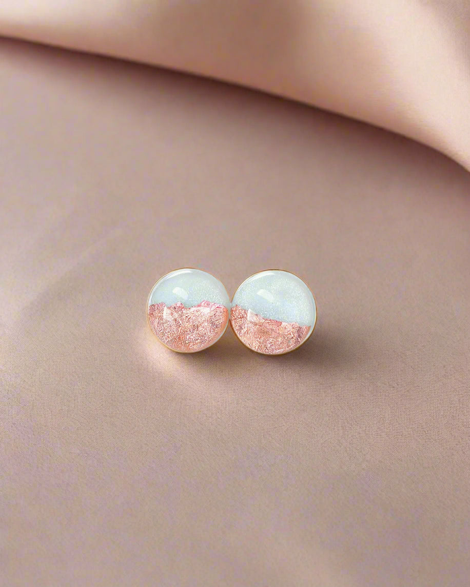 Sky blue stud earrings for sensitive ears - Ollijewelry