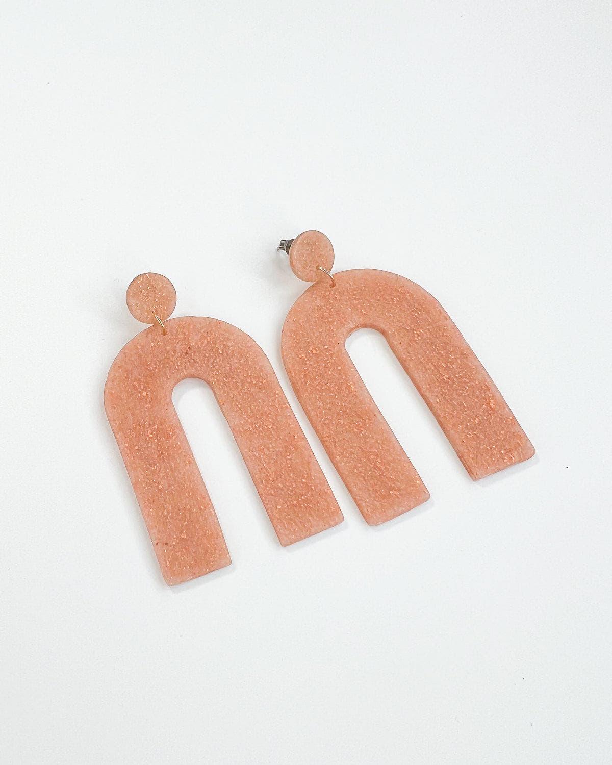 Sparkle arch statement earrings with stainless steel posts - Ollijewelry