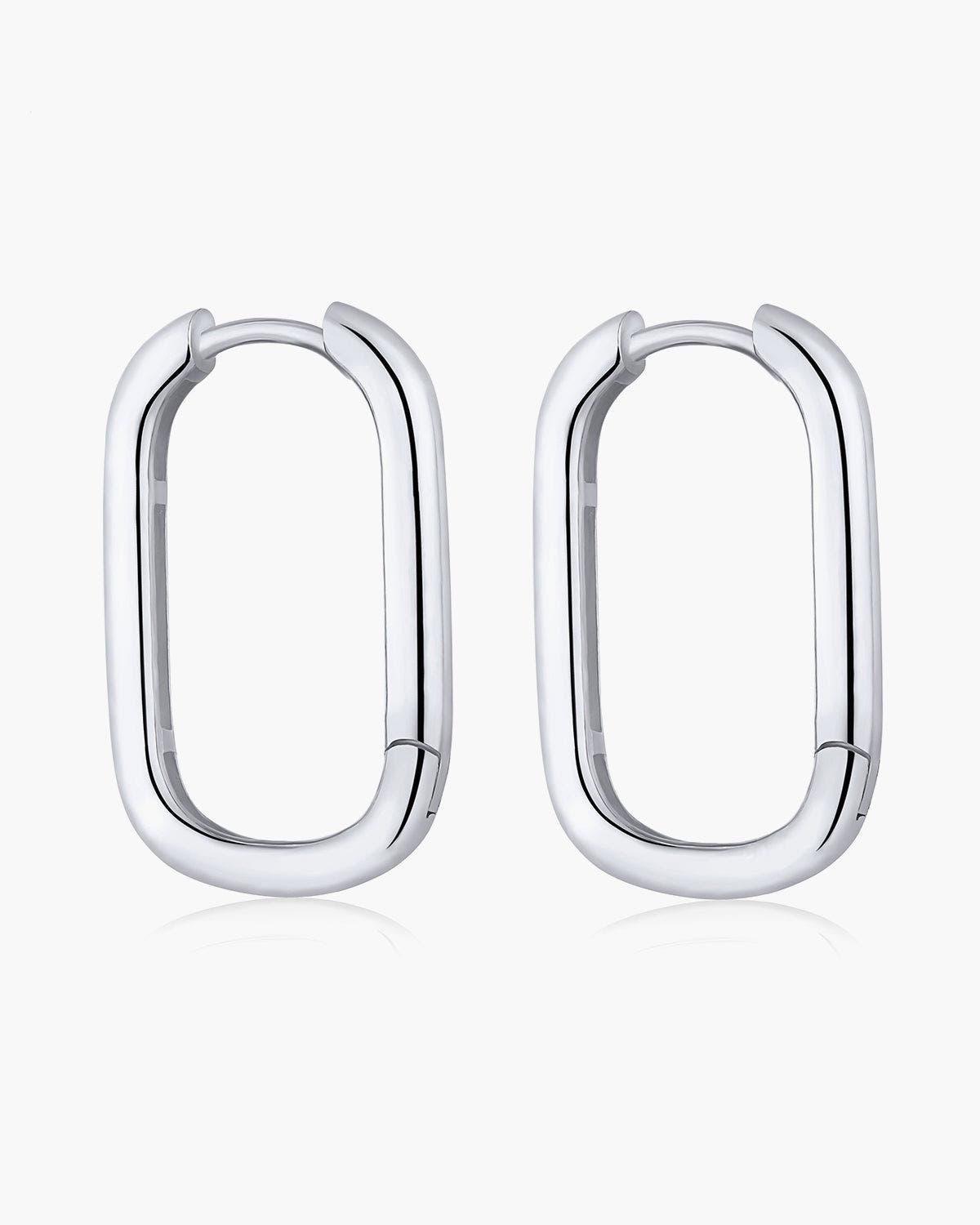 Statement silver hoop earrings rhodium plated jewelry - Ollijewelry