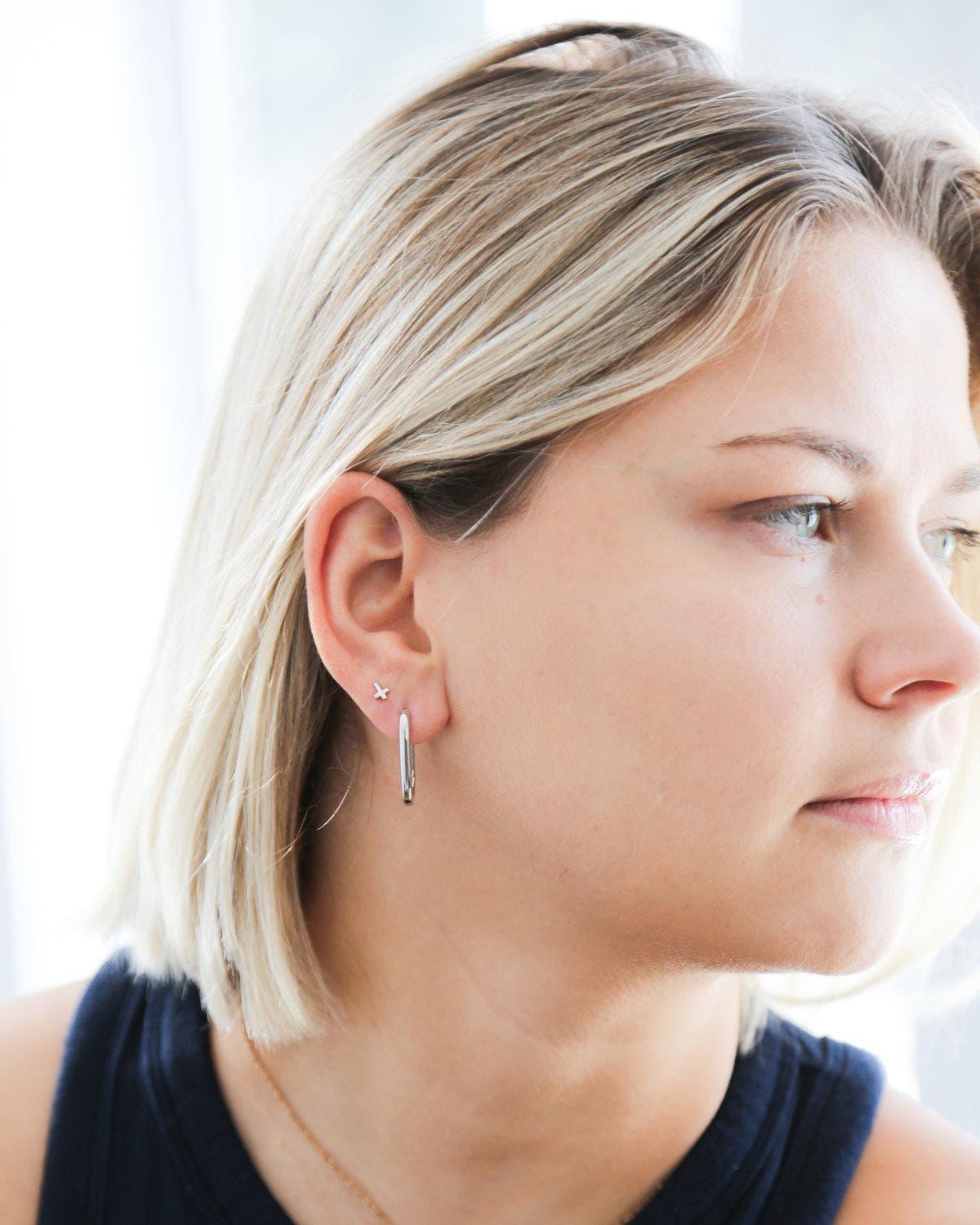 Statement silver hoop earrings rhodium plated jewelry - Ollijewelry