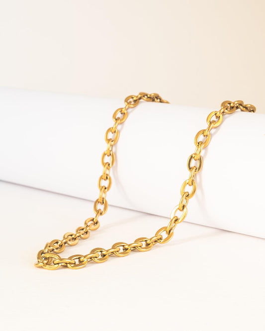 Stylish Gold Plated Chain Choker Necklace in Stainless Steel - Ollijewelry