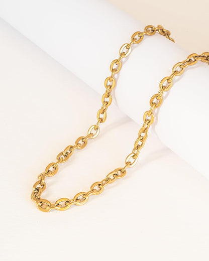 Stylish Gold Plated Chain Choker Necklace in Stainless Steel - Ollijewelry