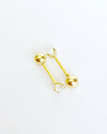 Teeny tiny 18k gold stud earrings with screw back ball - Ollijewelry