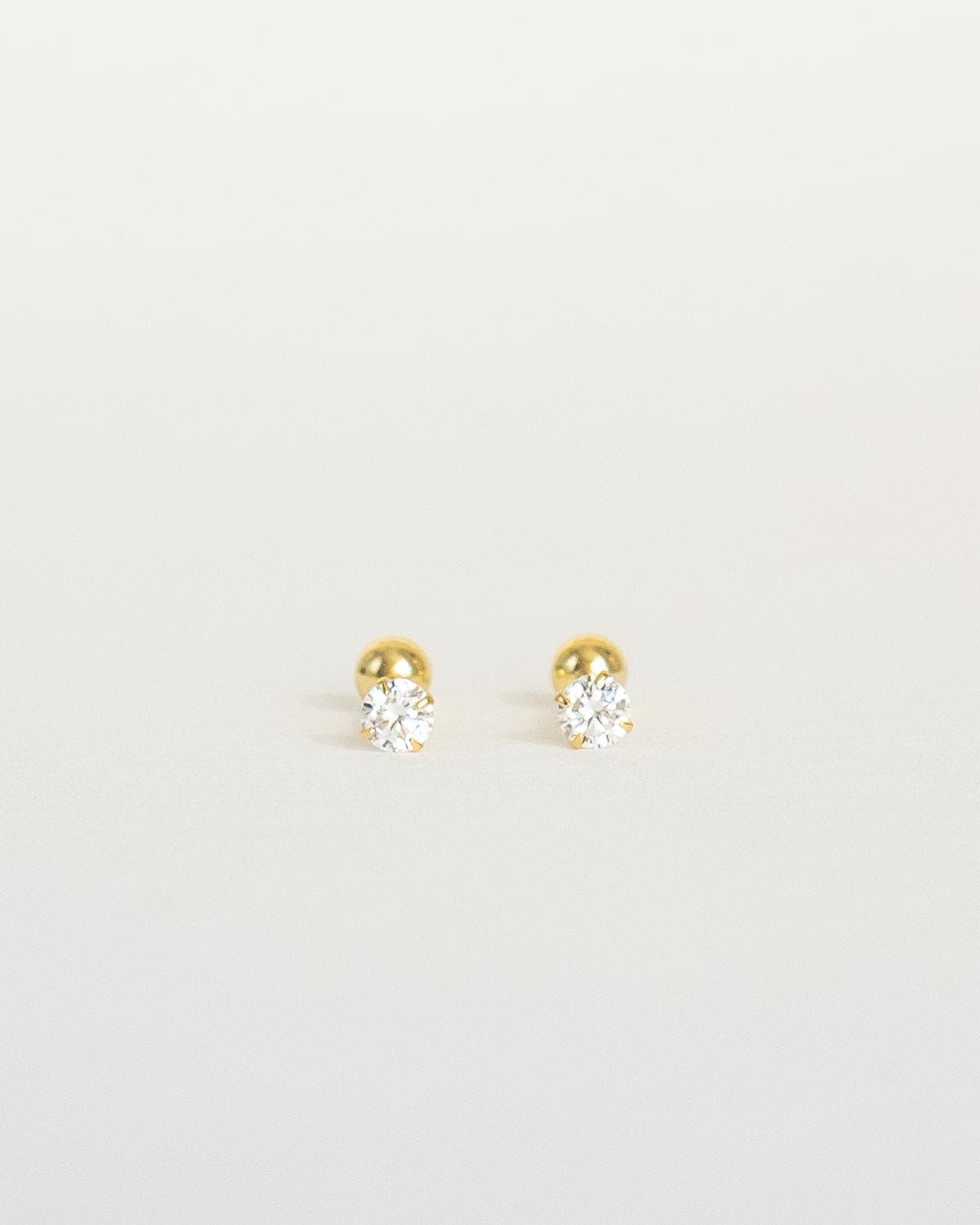 Teeny tiny 18k gold stud earrings with screw back ball - Ollijewelry