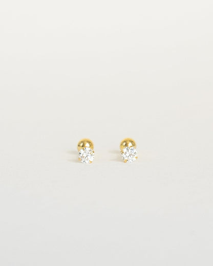 Teeny tiny 18k gold stud earrings with screw back ball - Ollijewelry