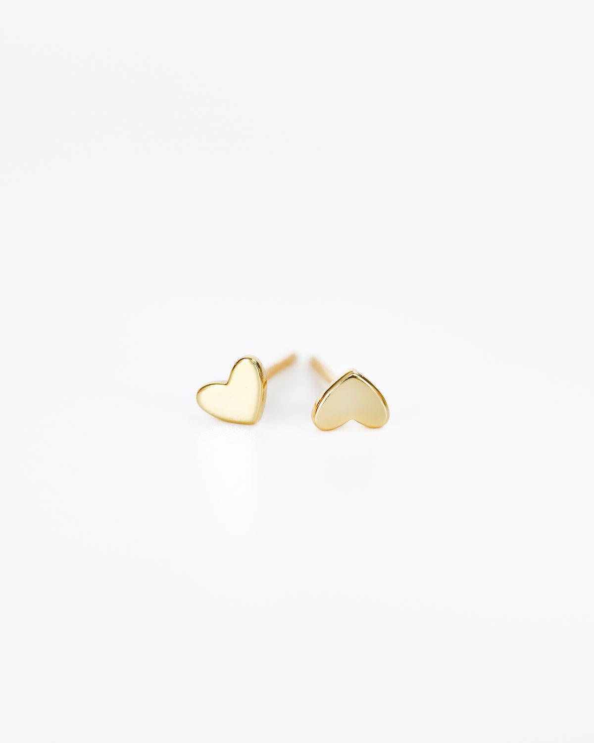 Teeny tiny earrings 18k Gold heart studs - Ollijewelry