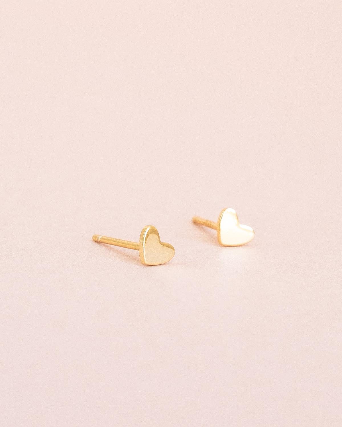 Teeny tiny earrings 18k Gold heart studs - Ollijewelry