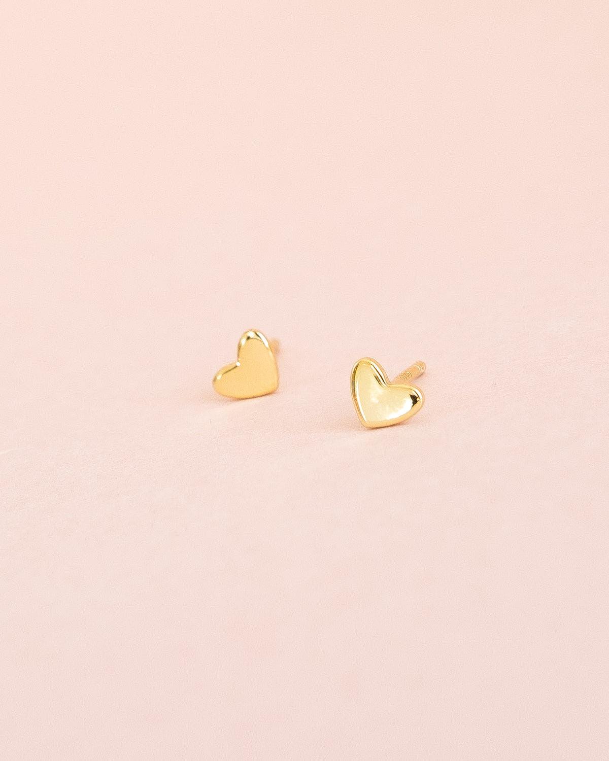 Teeny tiny earrings 18k Gold heart studs - Ollijewelry