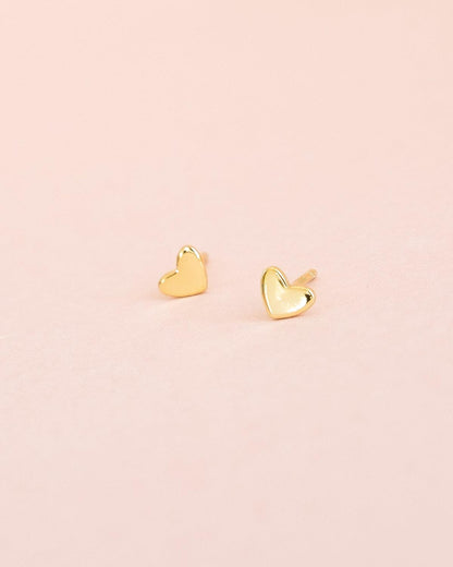 Teeny tiny earrings 18k Gold heart studs - Ollijewelry
