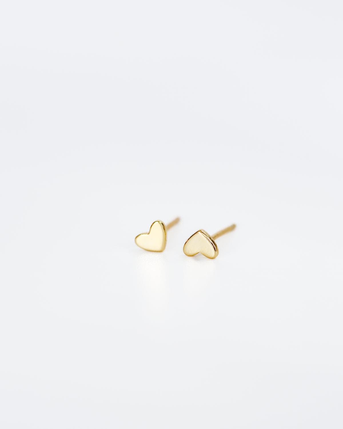 Teeny tiny earrings 18k Gold heart studs - Ollijewelry