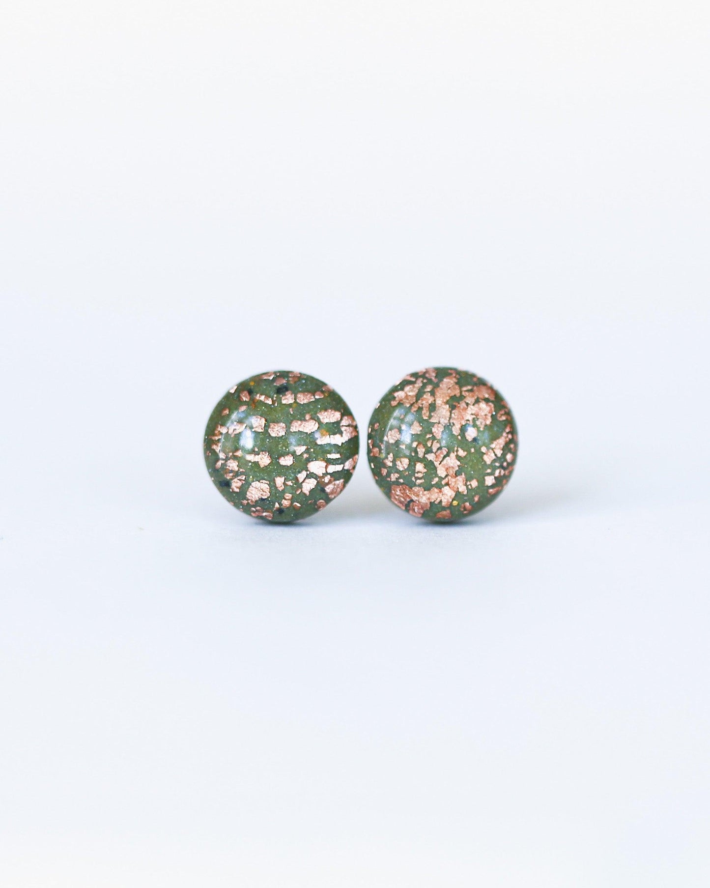 Tiny emerald earrings with surgical stainless steel posts - Ollijewelry