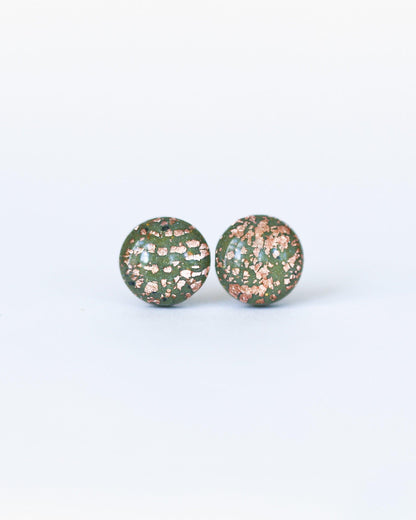 Tiny emerald earrings with surgical stainless steel posts - Ollijewelry