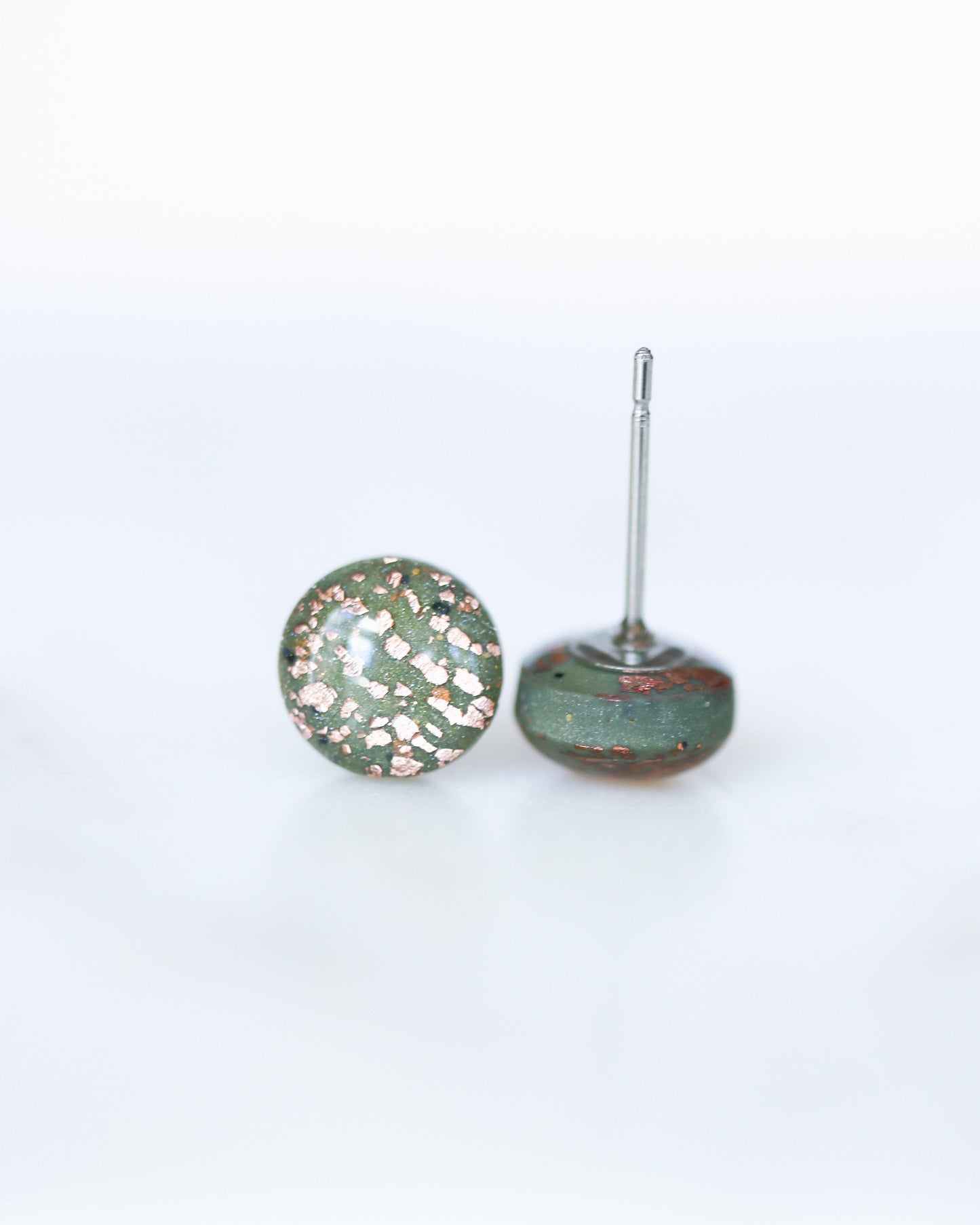 Tiny emerald earrings with surgical stainless steel posts - Ollijewelry