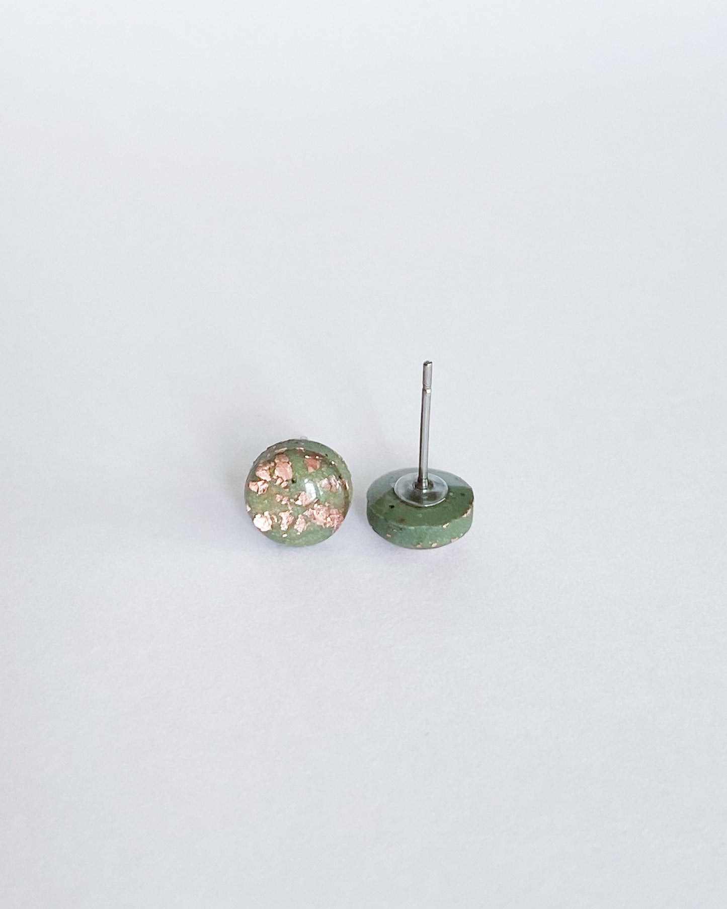 Tiny emerald earrings with surgical stainless steel posts - Ollijewelry