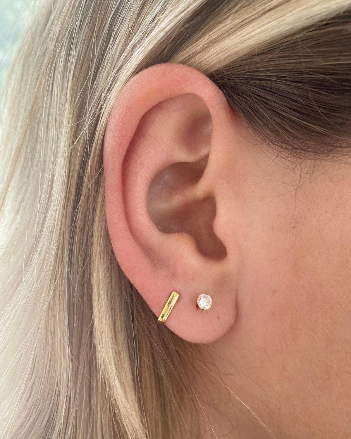 Tiny gold hoop earrings vermeil gold hoop studs - Ollijewelry