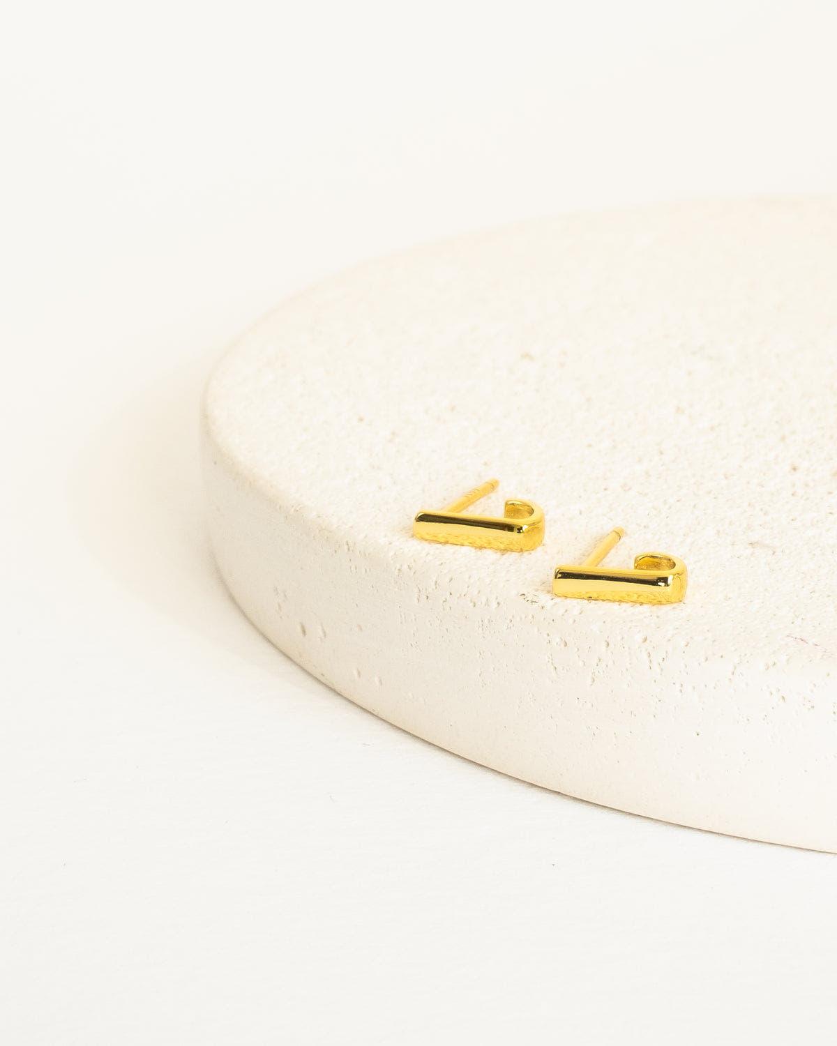 Tiny gold hoop earrings vermeil gold hoop studs - Ollijewelry