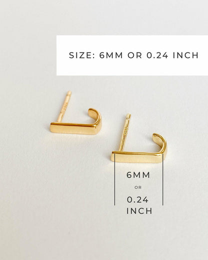 Tiny gold hoop earrings vermeil gold hoop studs - Ollijewelry