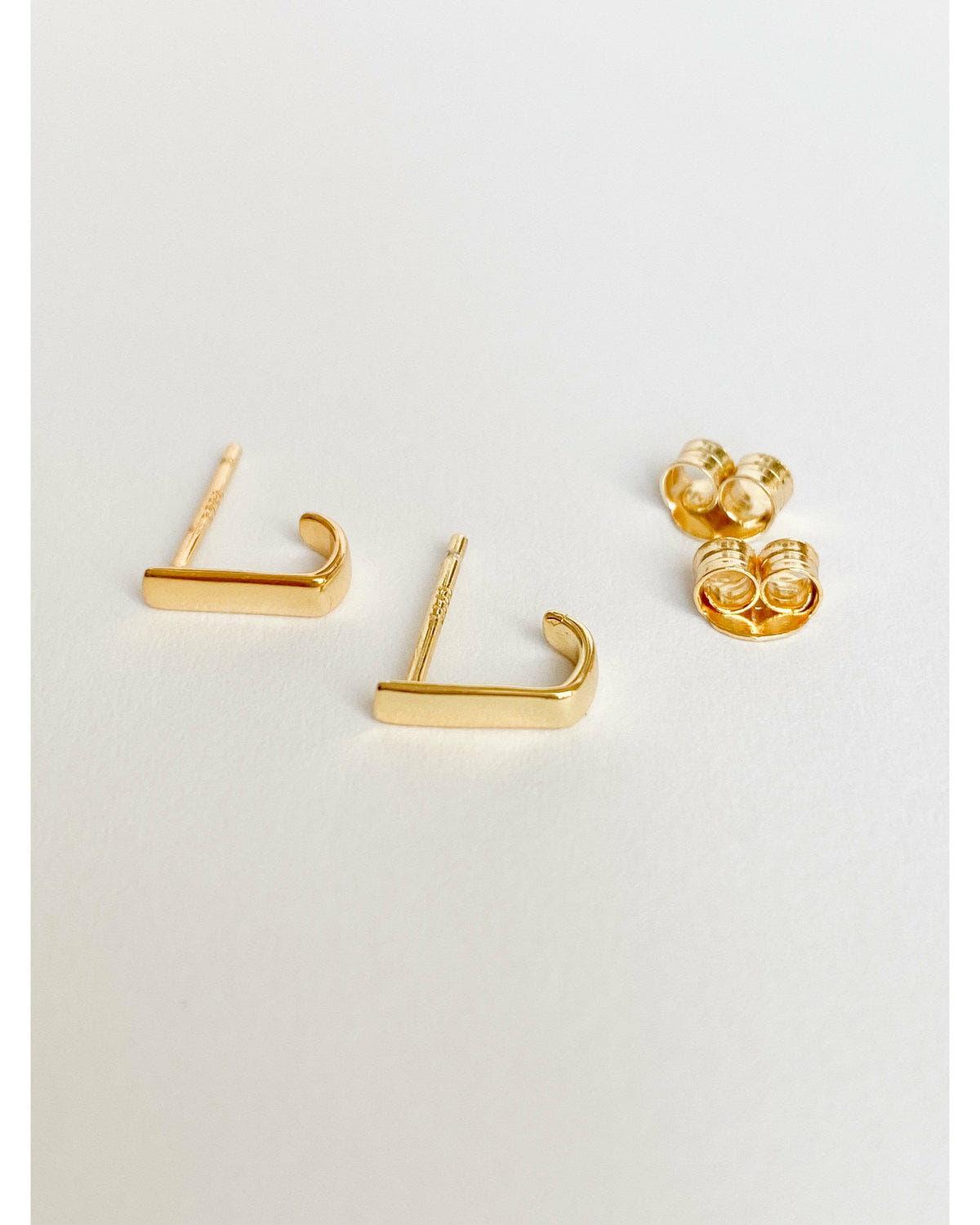 Tiny gold hoop earrings vermeil gold hoop studs - Ollijewelry