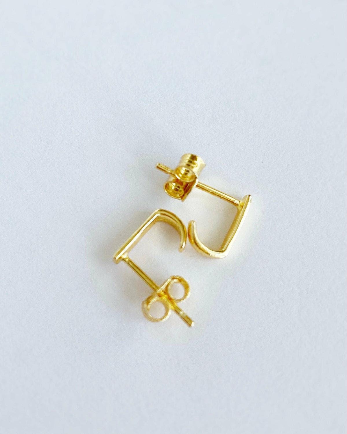 Tiny gold hoop earrings vermeil gold hoop studs - Ollijewelry