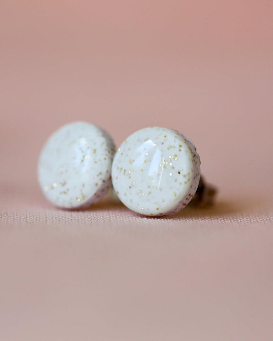 White sparkle studs with surgical steel posts - Ollijewelry