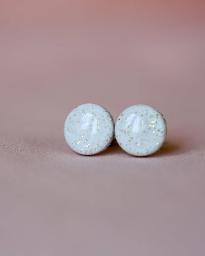 White sparkle studs with surgical steel posts - Ollijewelry
