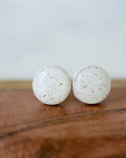 White sparkle studs with surgical steel posts - Ollijewelry