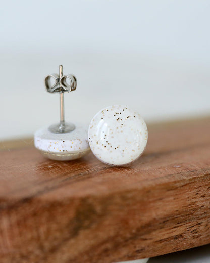 White sparkle studs with surgical steel posts - Ollijewelry